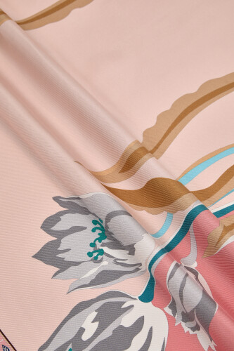 Inverted Tulip Silk Scarf Salmon - 4