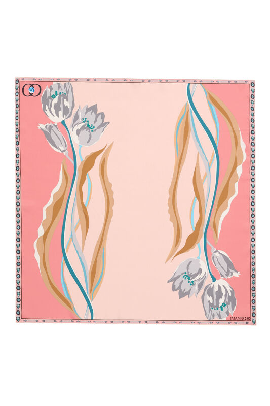 Inverted Tulip Silk Scarf Salmon - 2