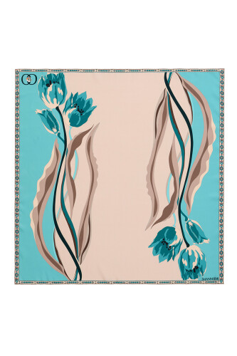 Inverted Tulip Silk Scarf Turquosie 