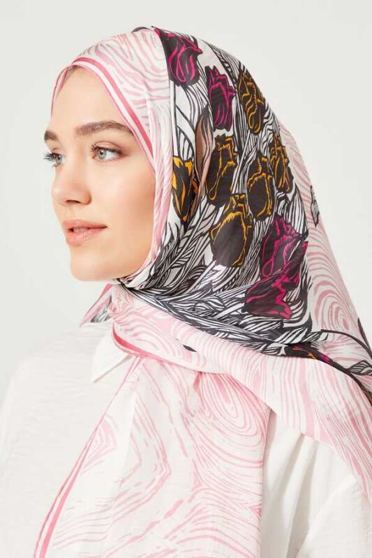 İstanbul Pembe Şifon İpek Şal 110x165 - 2