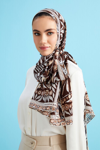 Ivy Labyrinth Silk Shawl Brown - 1