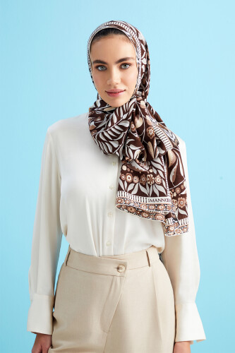 Ivy Labyrinth Silk Shawl Brown - 5