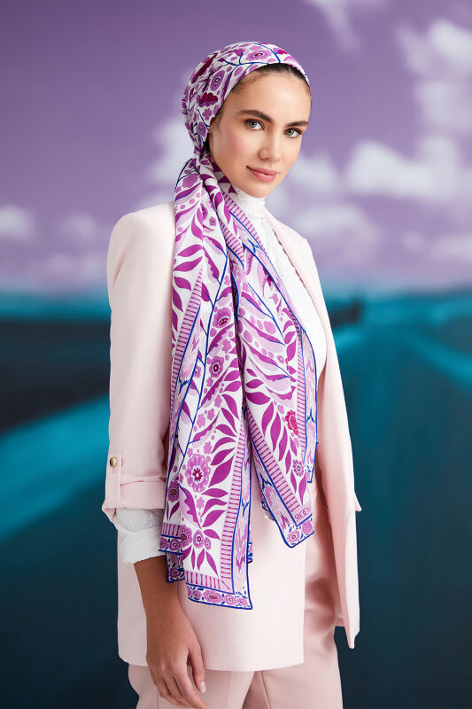 Ivy Labyrinth Silk Shawl Pink - 5