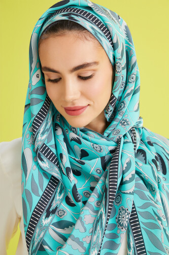 Ivy Labyrinth Silk Shawl Turquoise 