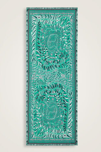 Ivy Labyrinth Silk Shawl Turquoise - 2