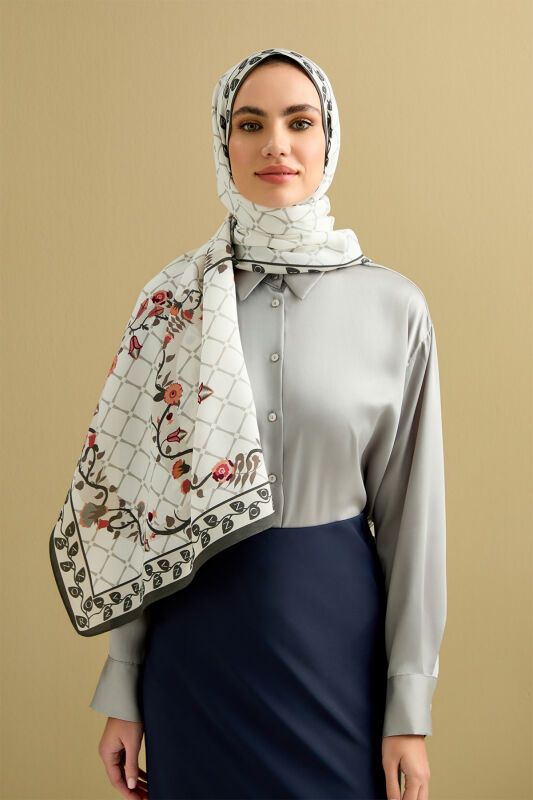 Ivy Noor Flosh Viscose Shawl White - 5