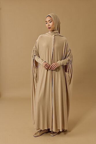 Journey to Love Beige Cotton Abaya 