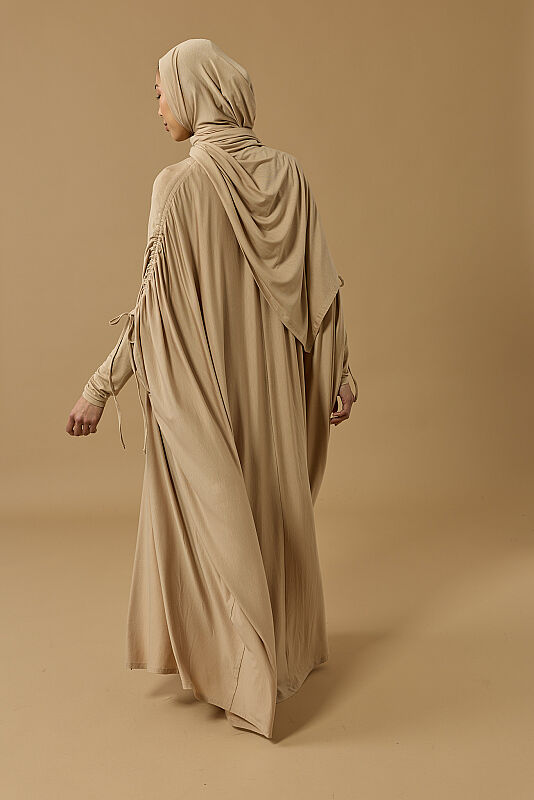 Journey to Love Beige Cotton Abaya - 3