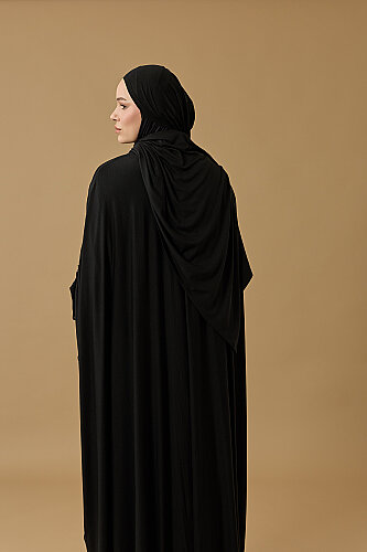 Journey to Love Black Cotton Abaya - 4