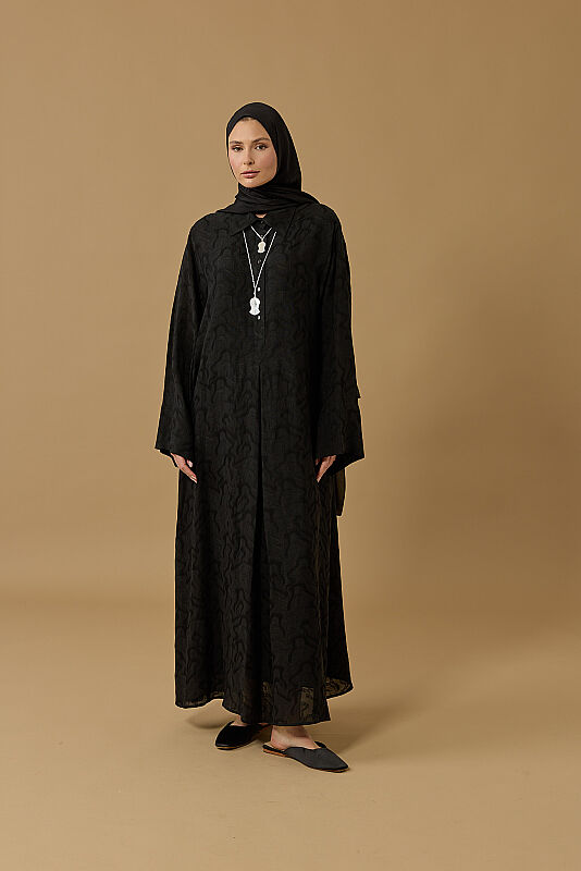 Journey to Love Black Lined Linen Shirt Dress - 1