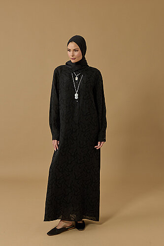 Journey to Love Black Lined Linen Shirt Dress - 2