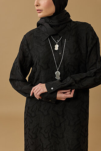 Journey to Love Black Lined Linen Shirt Dress - 4