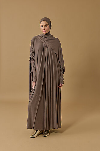 Journey to Love Dark Grey Cotton Abaya - 1