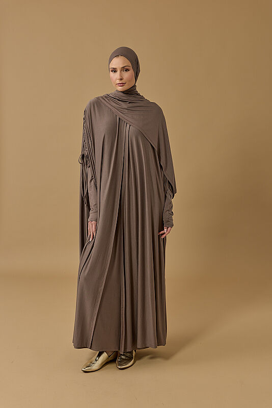 Journey to Love Dark Grey Cotton Abaya - 1