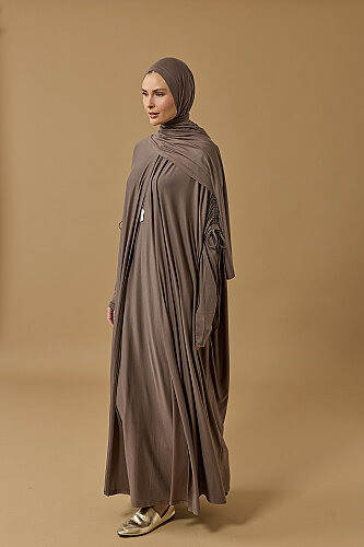 Journey to Love Dark Grey Cotton Abaya - 5