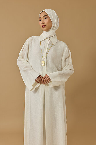 Journey to Love Ecru Lined Linen Shirt Dress - 4