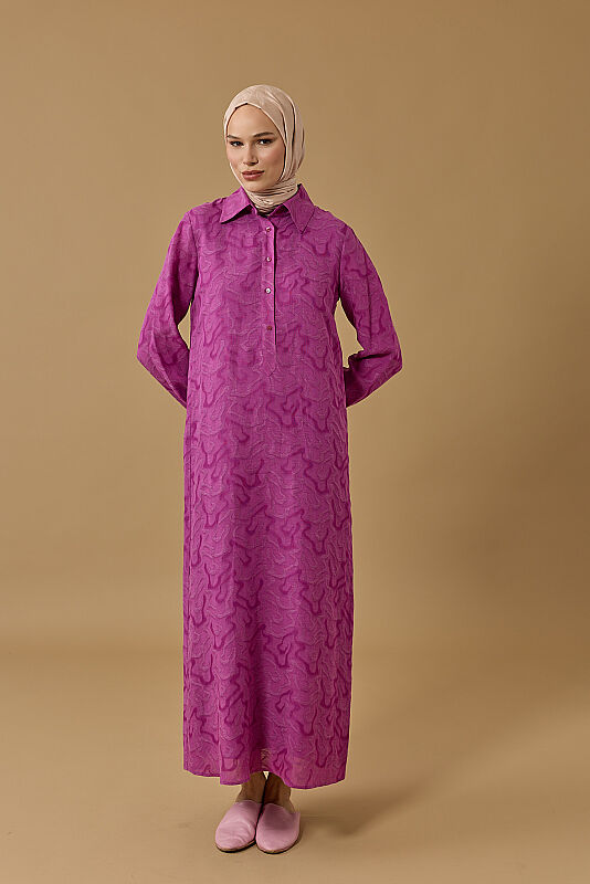 Journey to Love Fuchsia Lined Linen Shirt Dress - 1
