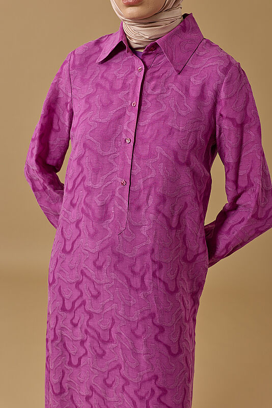 Journey to Love Fuchsia Lined Linen Shirt Dress - 3
