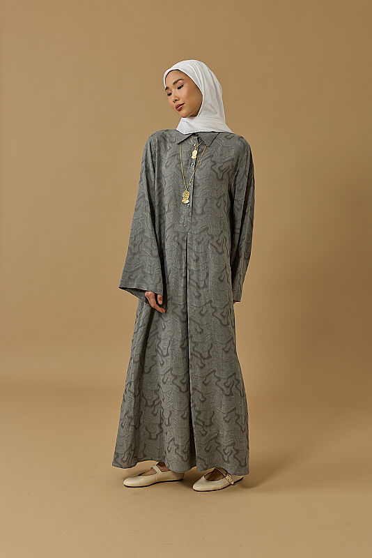 Journey to Love Grey Lined Linen Shirt Dress - 2