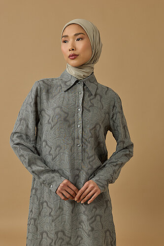 Journey to Love Grey Lined Linen Shirt Dress - 3