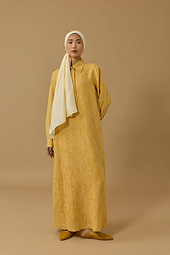 Journey to Love Yellow Lined Linen Shirt Dress - 1
