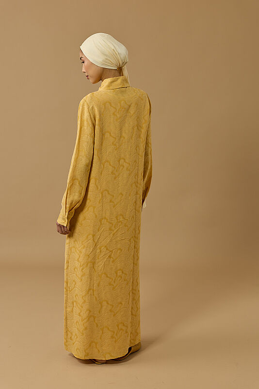 Journey to Love Yellow Lined Linen Shirt Dress - 3