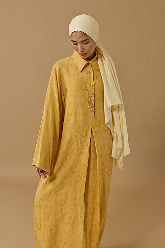 Journey to Love Yellow Lined Linen Shirt Dress - 5