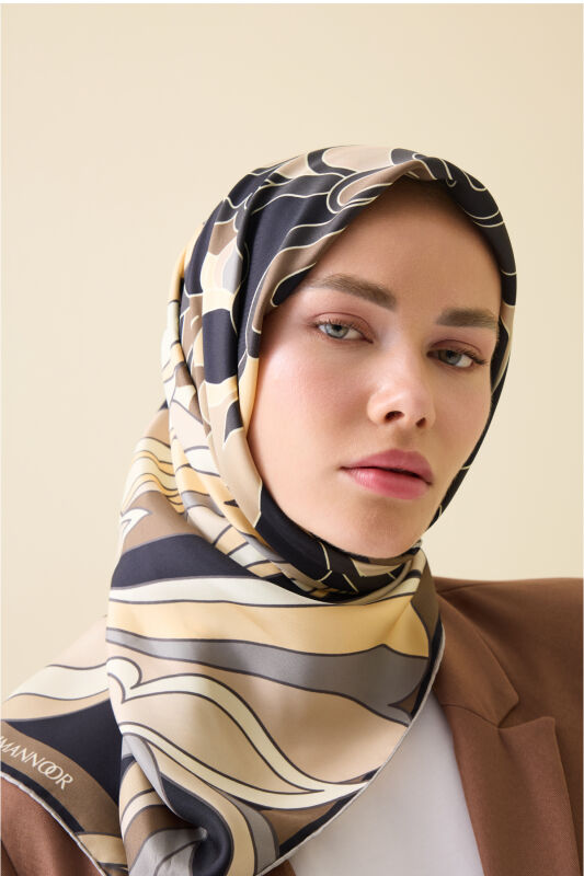 Joy Beige Silk Twill Scarf - 1