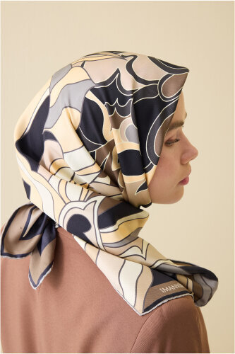 Joy Beige Silk Twill Scarf - 5