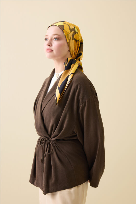 Joy Black-Gold Silk Twill Scarf - 5