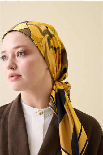Joy Black-Gold Silk Twill Scarf - 6