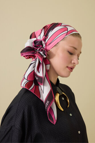 Joy Burgundy Silk Twill Scarf - 5