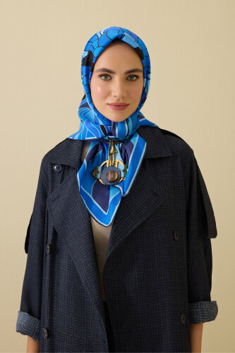 Joy Navy Blue Silk Twill Scarf - Imannoor (3)