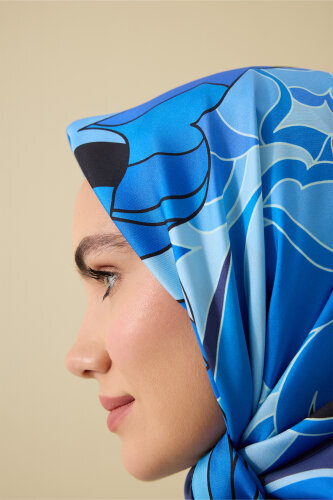 Joy Navy Blue Silk Twill Scarf - 6