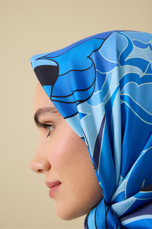 Joy Navy Blue Silk Twill Scarf - 6