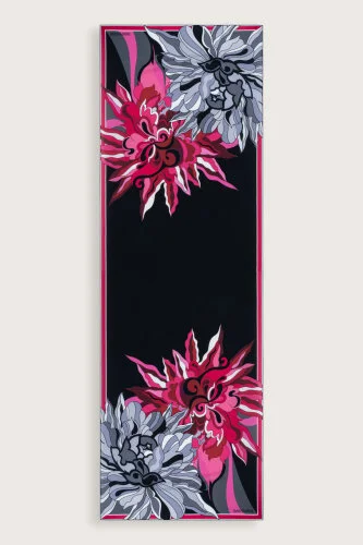 Joy Pattern Black-Pink Cotton Silk Shawl - Imannoor (1)