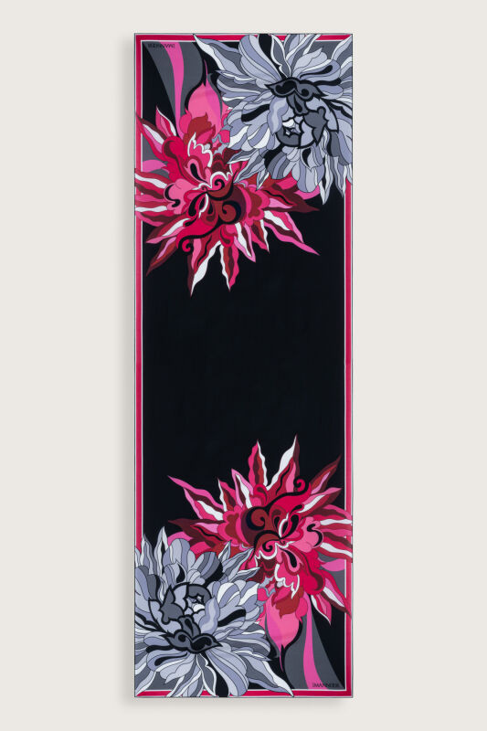 Joy Pattern Black-Pink Cotton Silk Shawl - 2