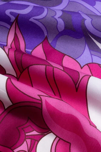 Joy Pattern Lavender Cotton Silk Shawl - 4