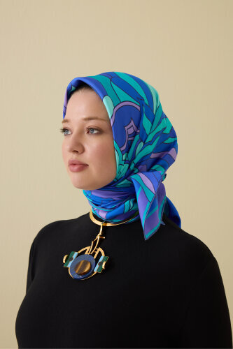 Joy Saks-Turquoise Twill Silk Scarf - Imannoor (3)