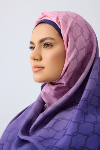Kafes Degrade Mor Floş Viskon Şal 70x210 - 3