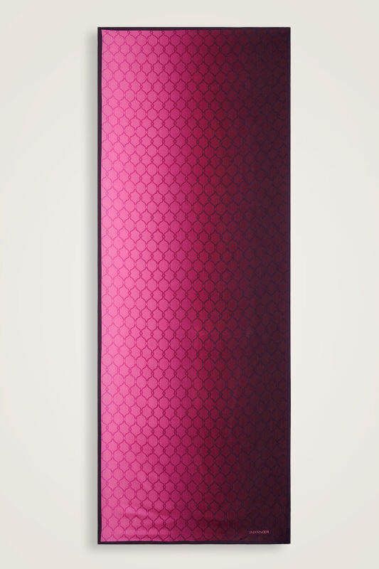Kafes Degrade Pembe Floş Viskon Şal 70x210 - 2