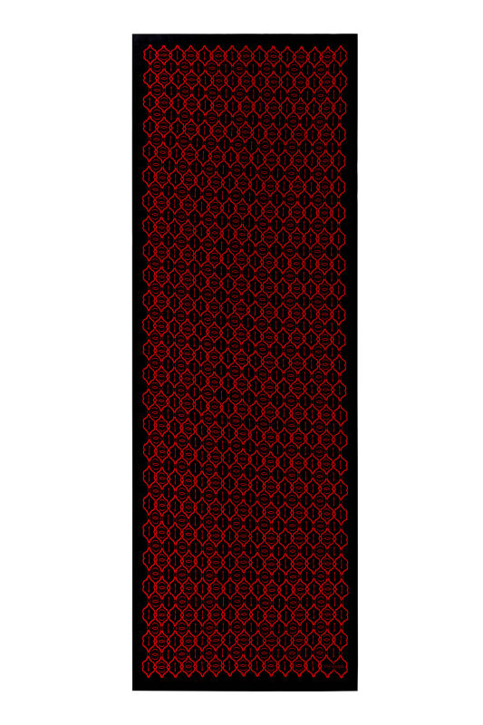 Kafes Kırmızı-Siyah Floş Viskon Şal 70x210 - 2