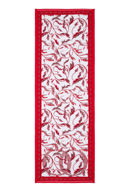 Kanatlı Sarmaşık Kırmızı Floş Viskon Şal 70x200 - 2