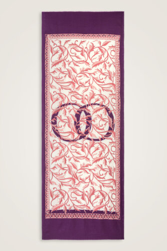 Kanatlı Sarmaşık Mor İşlemeli Yün Şal 77x200 - Imannoor (1)