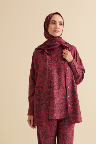 Kapı Desen Bordo Pamuk İpek Atlet - Imannoor