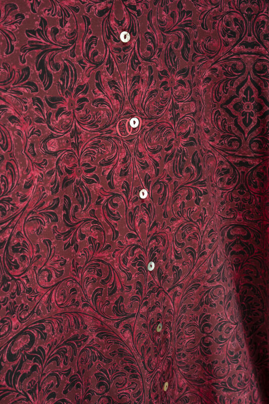 Kapı Desen Bordo Pamuk İpek Gömlek - 6
