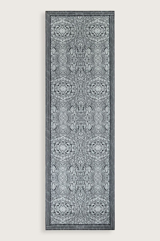 Kapı Desen Siyah-Beyaz Pamuk İpek Şal 70x210 - 2