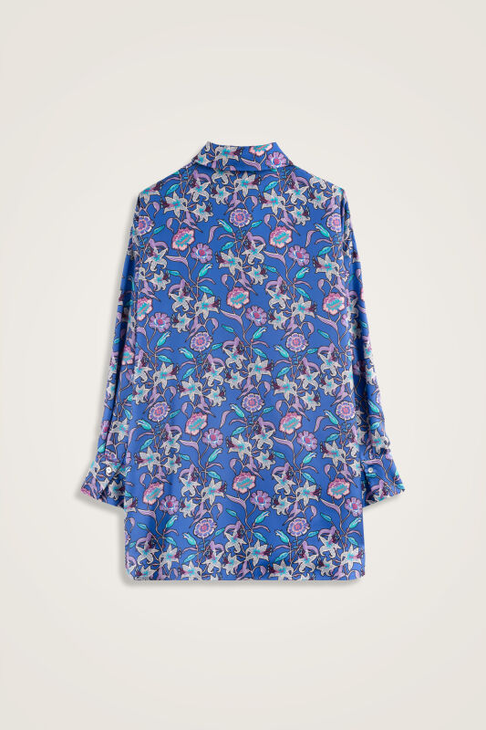 Kaplan Çiçeği Fuşya-Saks Tivil İpek Gömlek - 3