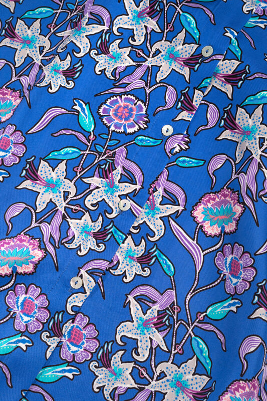 Kaplan Çiçeği Fuşya-Saks Tivil İpek Gömlek - 2