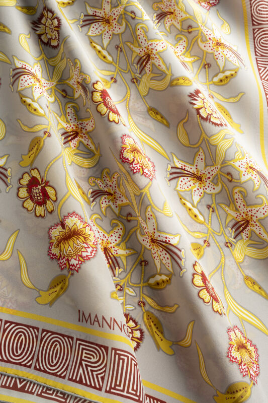 Kaplan Çiçeği Gri Krep İpek Gömlek Şalı 70x210 - 2